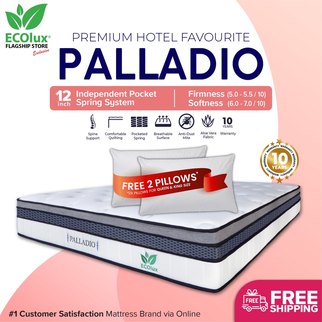 Ecolux Palladio 12inch Premium Grade Mattress Independent Pocket Spring