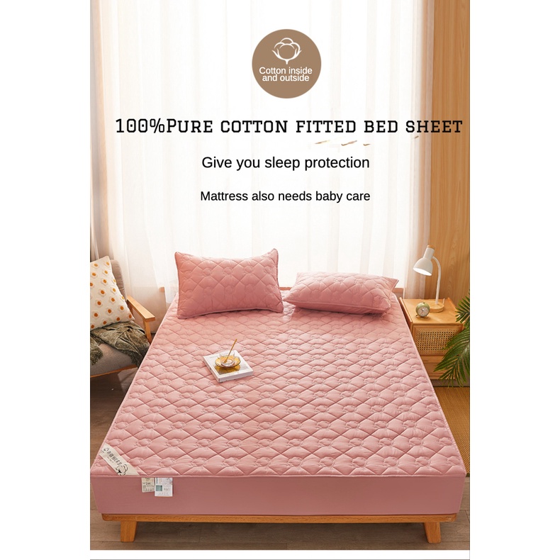 [2022New]100Pure Cotton Mattress Protector Cadar Tilam Fitted Bedsheet