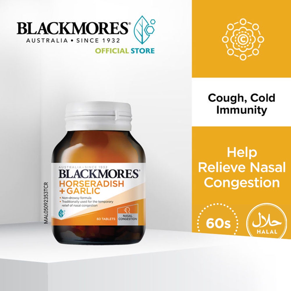 Blackmores Horseradish & Garlic 60s - Provides Temporary Relief of Nasal Congestion (Min 6 Months Expiry)
