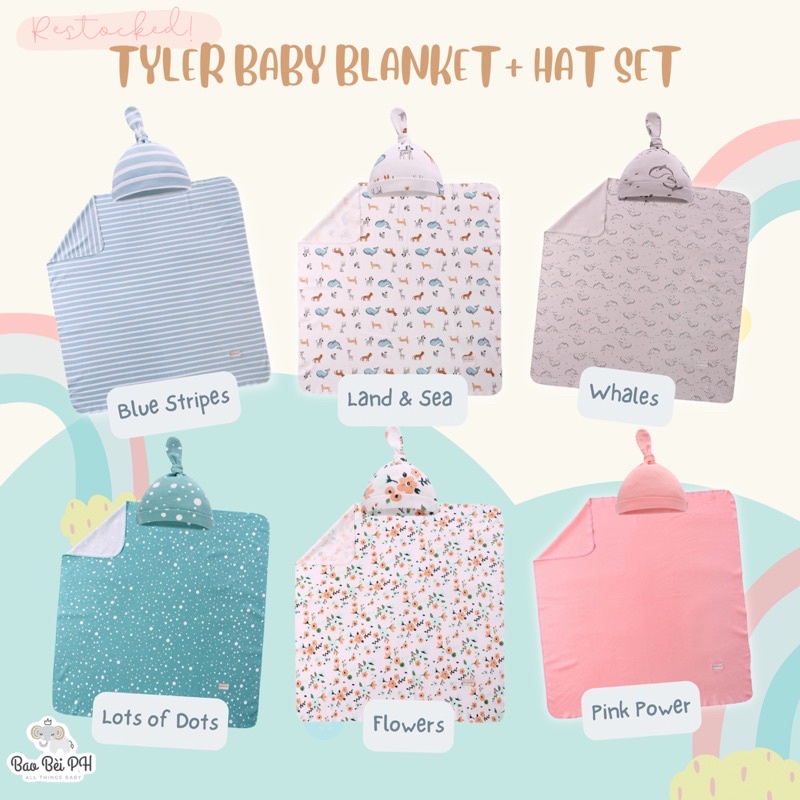 Bao Bei PH x Miracle Baby Tyler Matching Swaddle Blanket and Hat Beanie for Newborn Baby 1 Pair