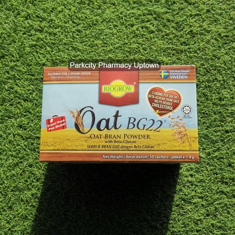 Biogrow Oat BG22 (Oat Bran Powder with BetaGlucan) Travel Pack 9g x 30 Sachets 1550 Shopee