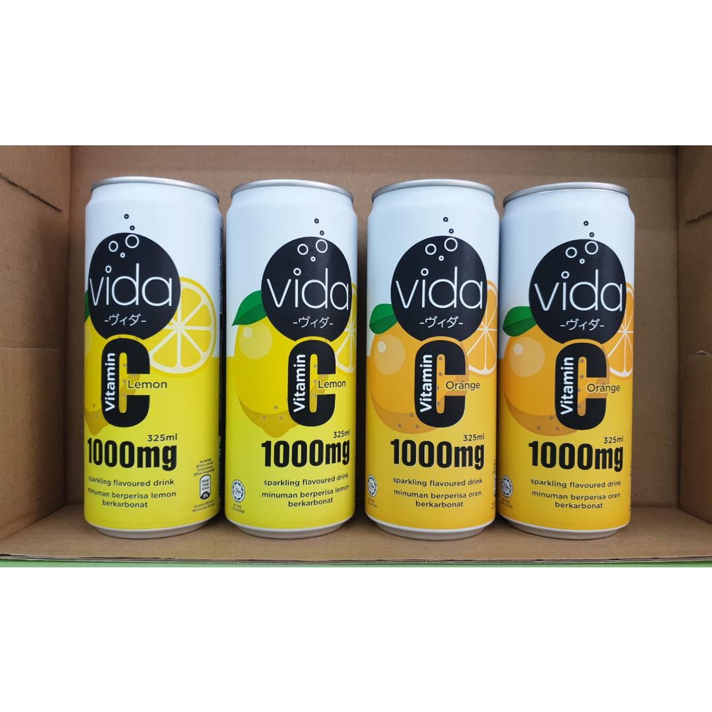 VIDA VITAMIN C 1000MG SPARKING DRINK 325ML LEMON / ORANGE(POP) Shopee