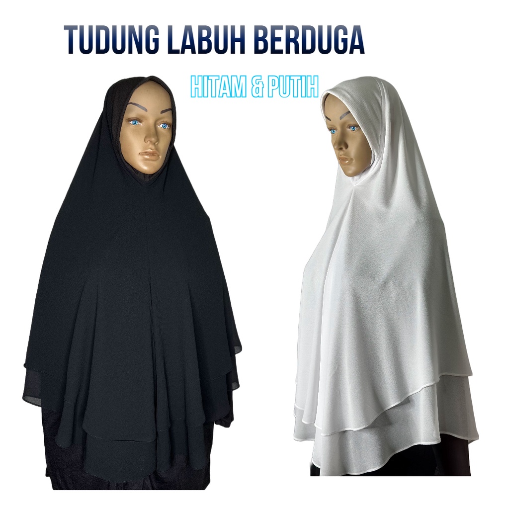 Tudung Labuh Sarung Awning Berdagu/ Tudung Labu 2 Layer /Tudung Ziarah ...