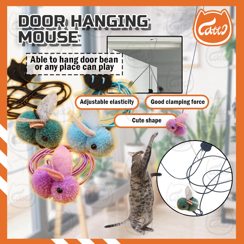CATTO Cat Mouse Hanging Toy Bouncing Hanging Plush Mice Fun Self Play
