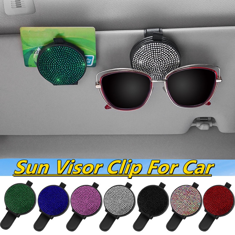Car Sunglass Holder for Sun Visor,Bling Rhinestone Sunglasses Card