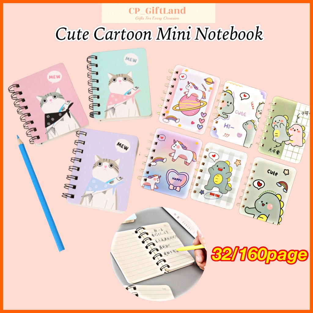 Mini Notebook Cute small Cartoon Pocket Notepad Daily Planner School/Office Stationery Buku Nota Buku Catatan 笔记本