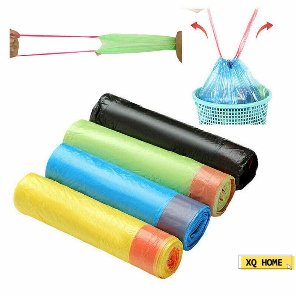 Rubbish Bag With Rope Home Garbage Bags With String Office Cleaning Trash Rope Plastik Sampah