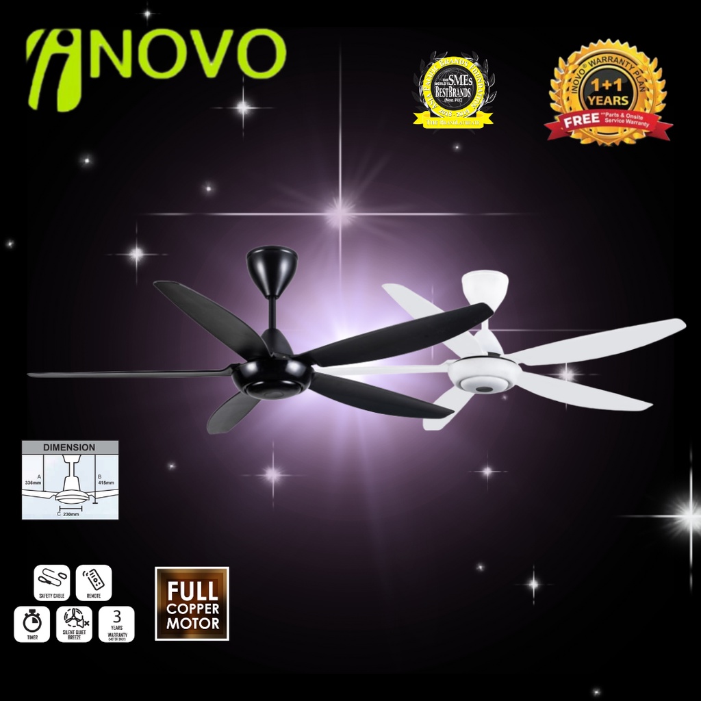 Inovo Ceiling Fan Oris 6 Speed 5 Blade Remote Control Kipas Siling