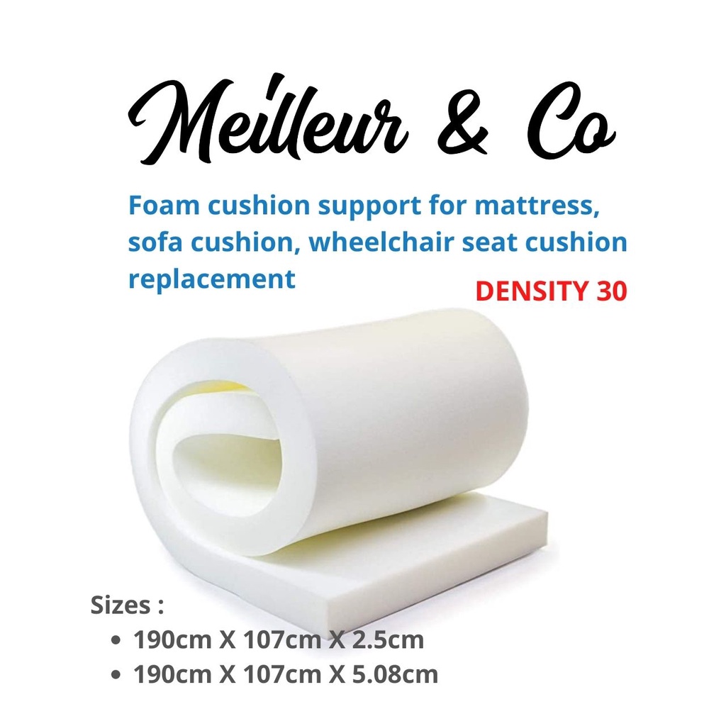 Meilleur High Density Sponge Cushion Foam Density 30 (1"/2" Inch) Sofa Seat Padding Upholstery