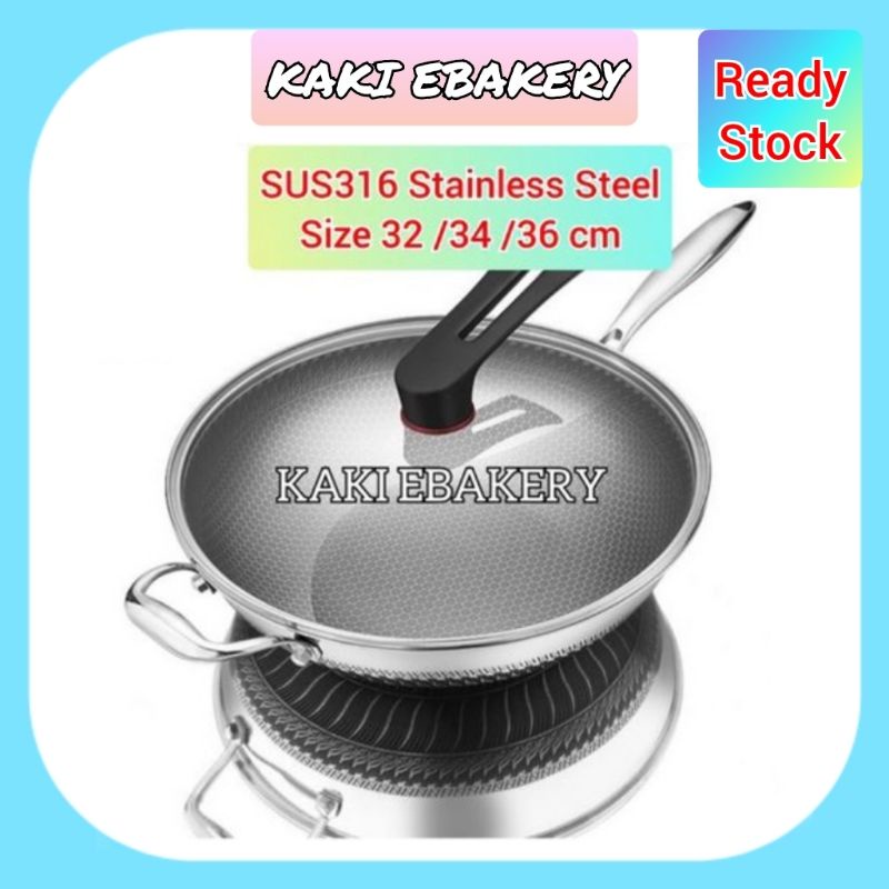 SUS316 Stainless Steel Double Sided Full Screen Honeycomb Non-Stick Wok