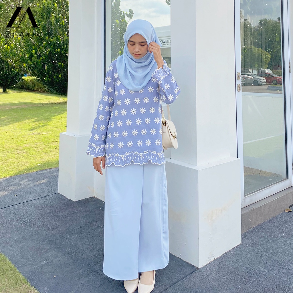 BAJU KURUNG LACE Baju Raya 2023PASTEL MODEN BARU PLAIN Zoe Arissa KAFEEYA floral embroidery