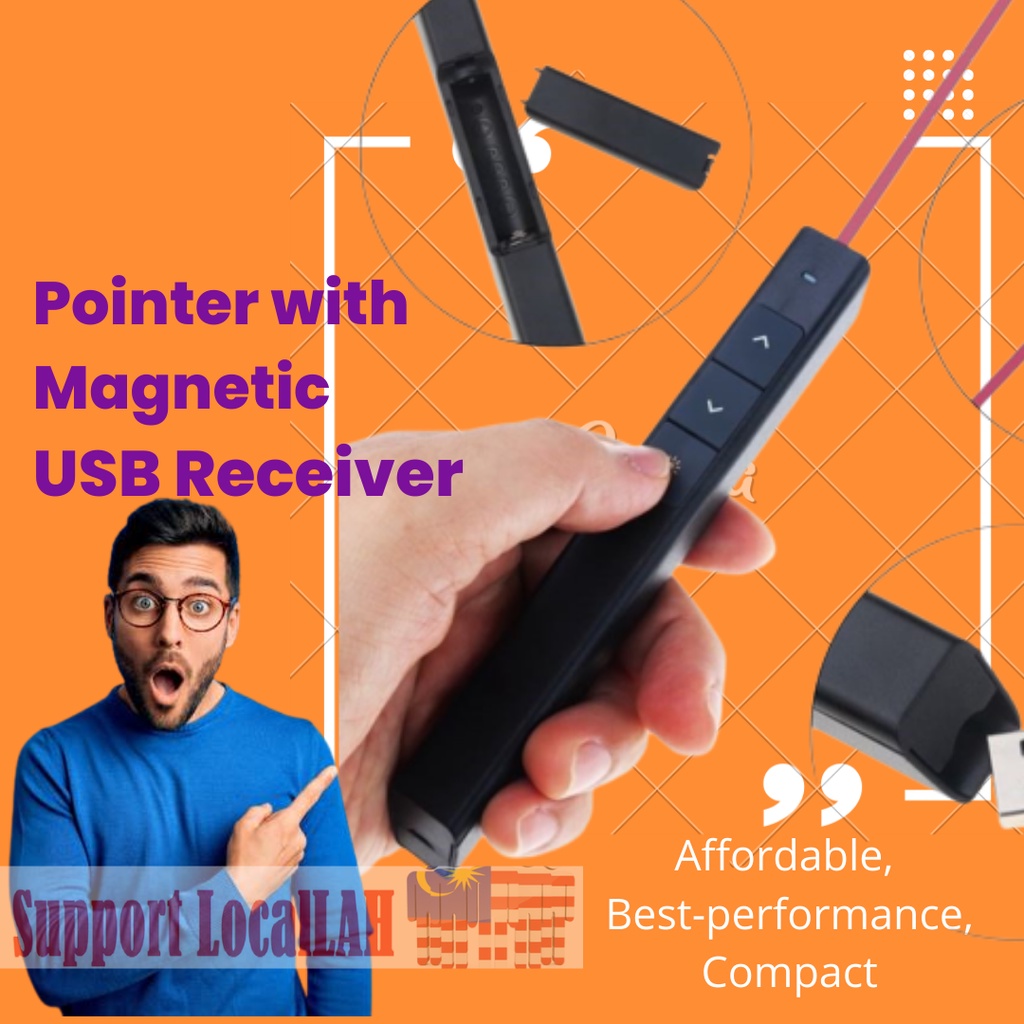 Wireless USB Receiver Remote Presenter Red Laser Pointer