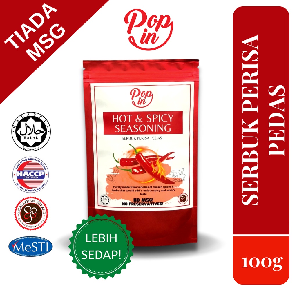 Pop-In Hot & Spicy Seasoning Real Premium Seasoning No MSG Halal (100g)