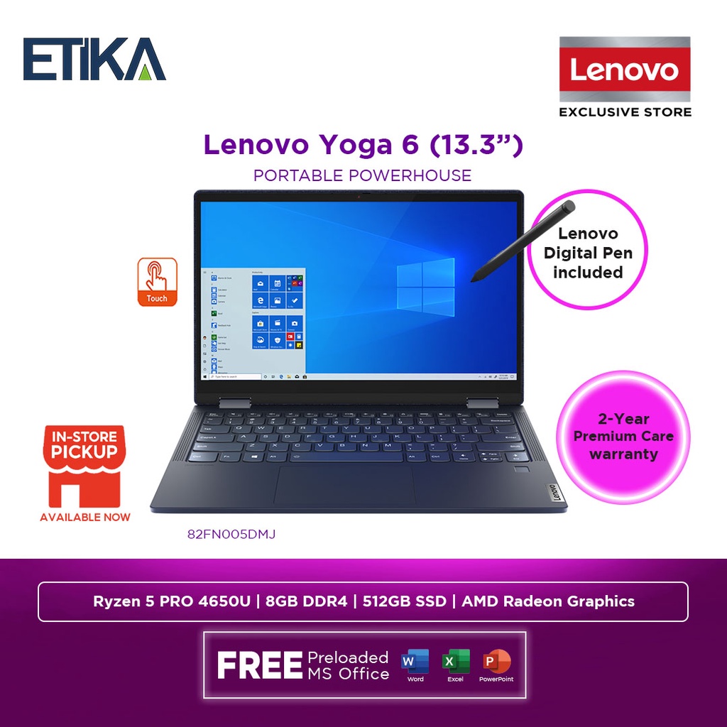 Lenovo Yoga 6 13ARE05 Touch Screen Laptop | 82FN005DMJ | AMD Ryzen 5 Pro  4650U | 8GB | 512GB 