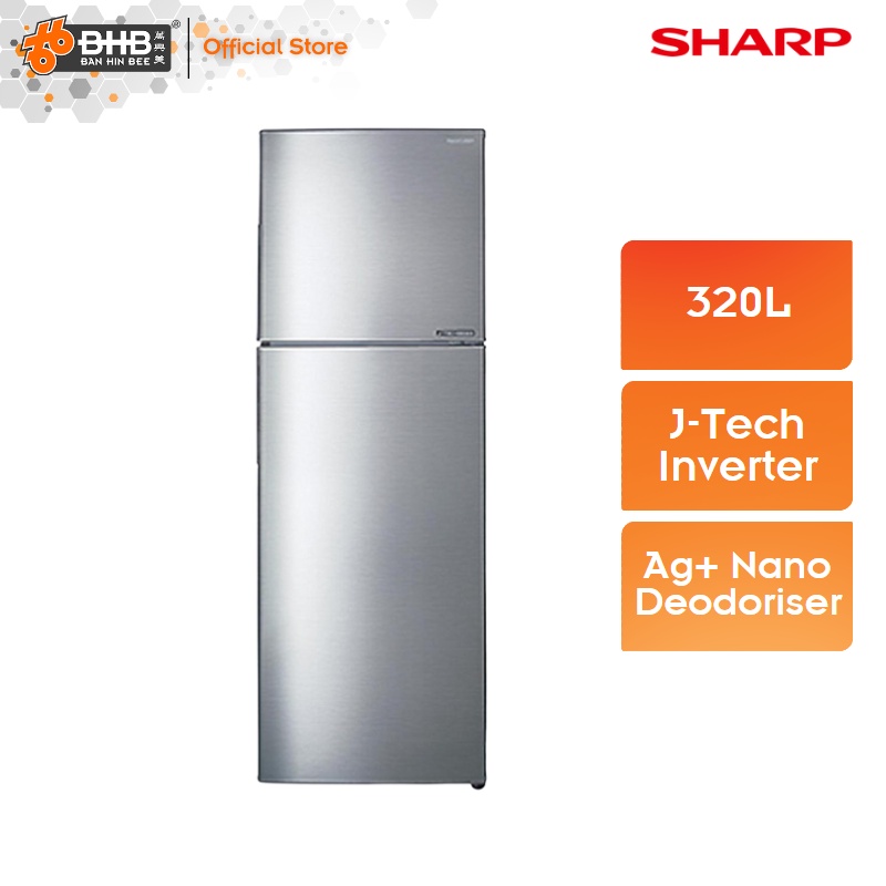 Sharp SJ326MSS Fridge 2D 320L JTech Inverter Shopee Malaysia