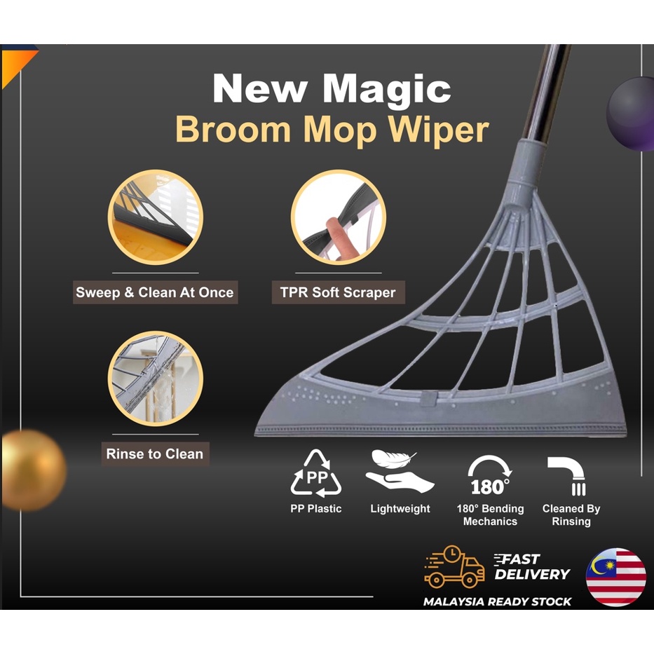 New Magic Broom Mop Wiper Sweeping Hair Artifact Bathroom Wiper Broom Wiper Floor Broom Penyapu