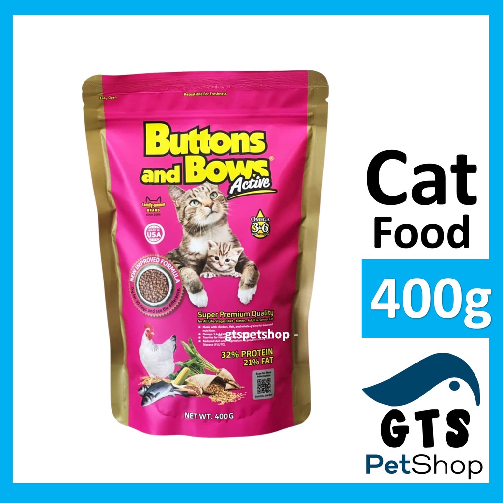 Buttons & Bows Cat Dry Food (400g) Cats Food Makanan Kucing Active