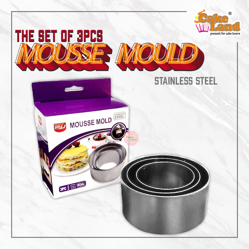 CAKE LAND 3pcs Stainless Steel Mousse Mold Cake Ring Set