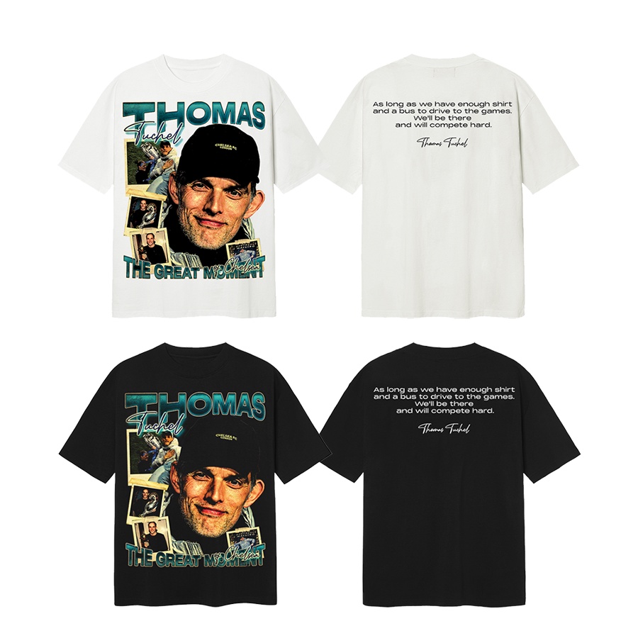 Blank BLANK BLANK | Thomas TUCHEL Unisex Short Sleeve T-Shirt - Black/White Round Neck