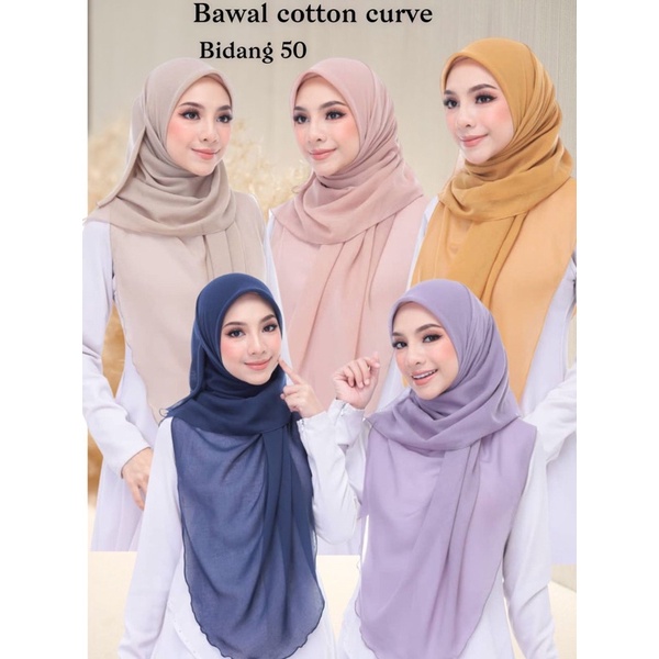 Tudung Bawal Cotton Curve Bidang 50????????