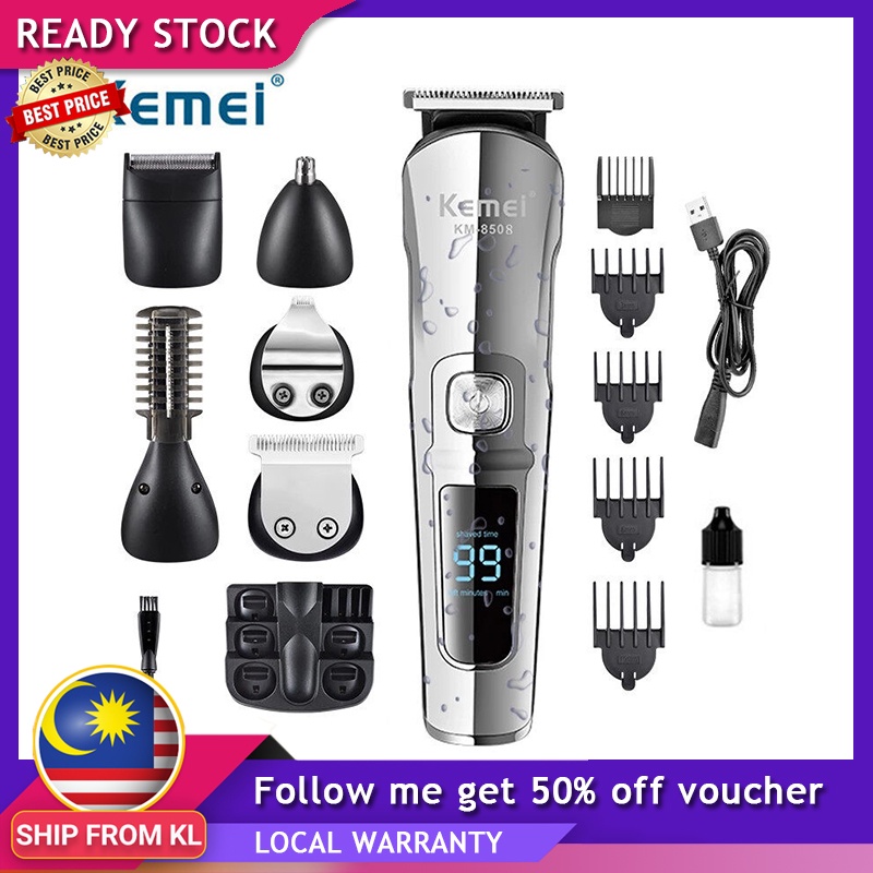 Kemei Beard Hair Trimmer Multifunction Beard Hair Trimmer Waterproof 6 In 1 Hair Clipper Electric Razor for Men KM-8508