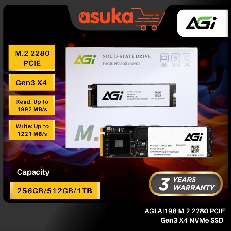 Agi Ai198 256gb 512gb 1tb M.2 2280 Pcie Gen3 X4 Nvme Ssd 