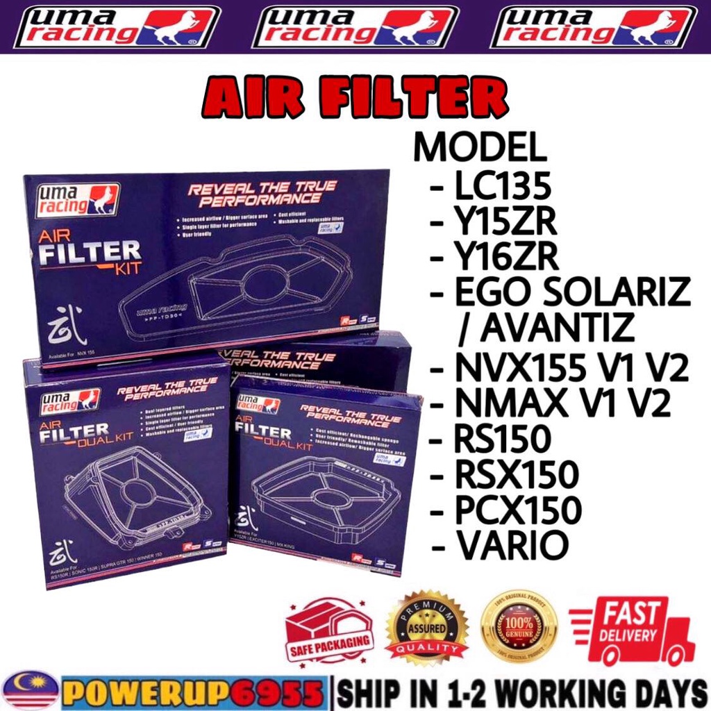 UMA RACING AIR FILTER LC135 Y15ZR Y15 Y16ZR Y16 NVX NMAX V1 V2 RS150 RSX150 EGO SOLARIZ AVANTIZ
