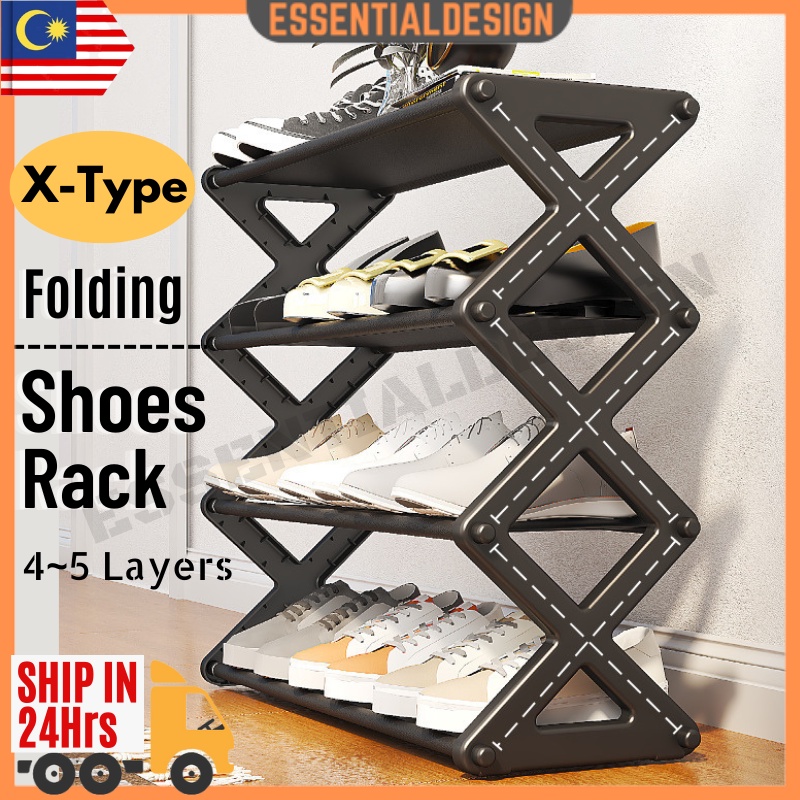 Multi Layer shoes rack Xtype Stainless steel Folding Stackable