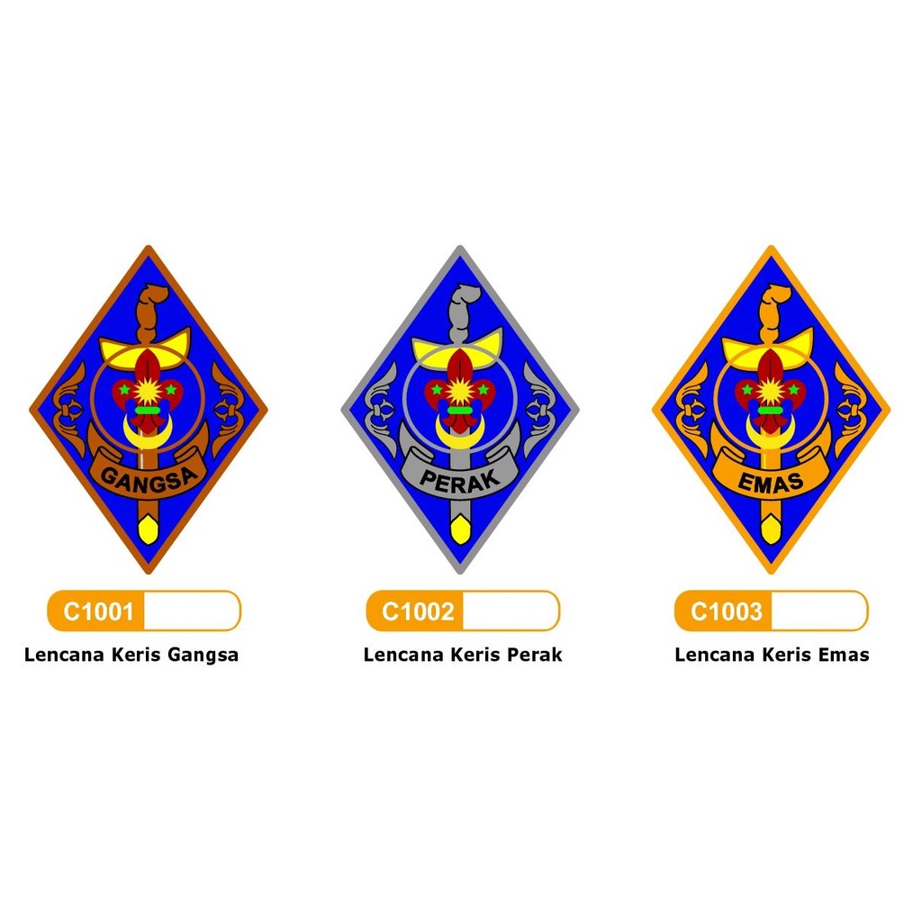 MALAYSIA CUB SCOUT BADGES PENGAKAP KANAK-KANAK KERIS GANGSA,PERAK,EMAS CURRENT ISSUE