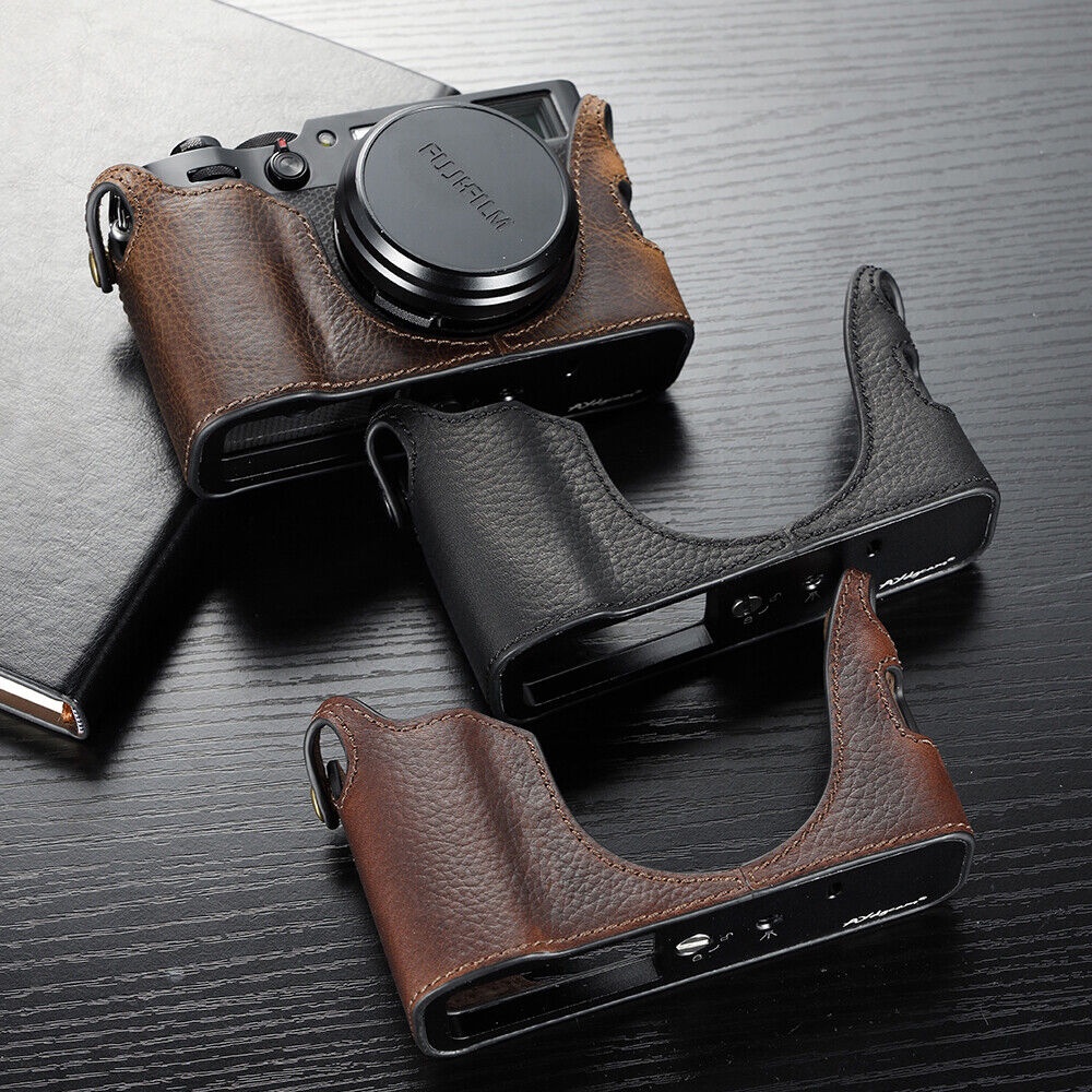Genuine Leather Fujifilm X100V Camera Case Half Body Handmade Bag For