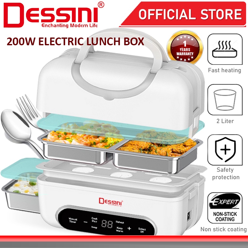 DESSINI ITALY 2L Electric Rice Cooker Lunch Box Non Stick Stainless Steel Inner Pot Steamer Periuk Nasi Elektrik .