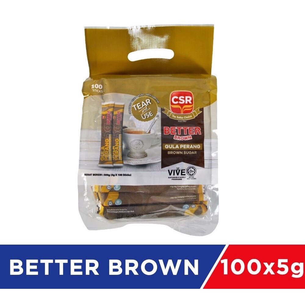 CSR Sugar Stickpack Sachet 100x5g ( CSR Brown Sugar Sachet) Gula Perang Sachet Gula CSR