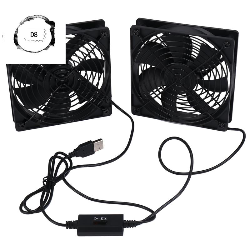 Dual 120mm 5V USB Powered PC Router Fans with Speed Controller High