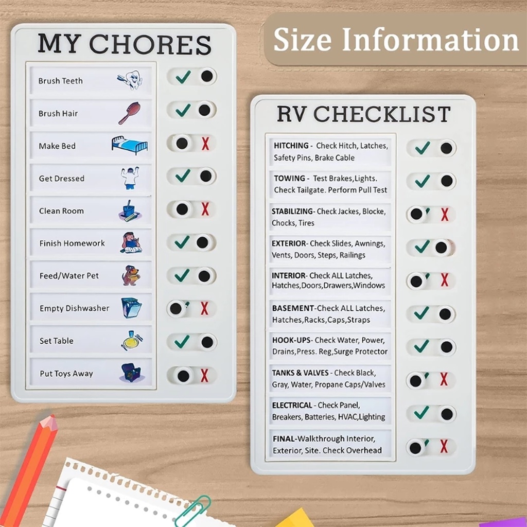 1 PC Reusable My Chores Checklist Daily Planner Memo Plastic Board Chore Chart Responsibility Behavior for Kid Self-discipline Card