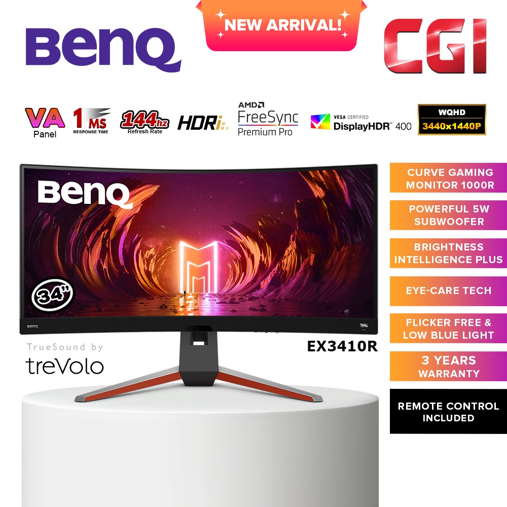 Benq Mobiuz 34 Ex3410r Wqhd Va 144hz 1ms Amd Freesync Premium Pro Hdri 1000r Ultrawide Curved 7585