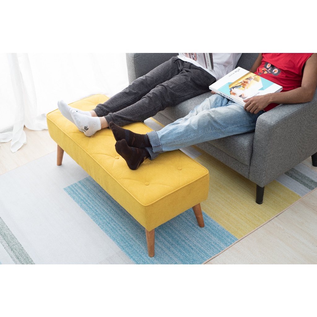 BMH Yellow Fabric Bench Chair Stool Ottoman Bench Stool Chair Bench
