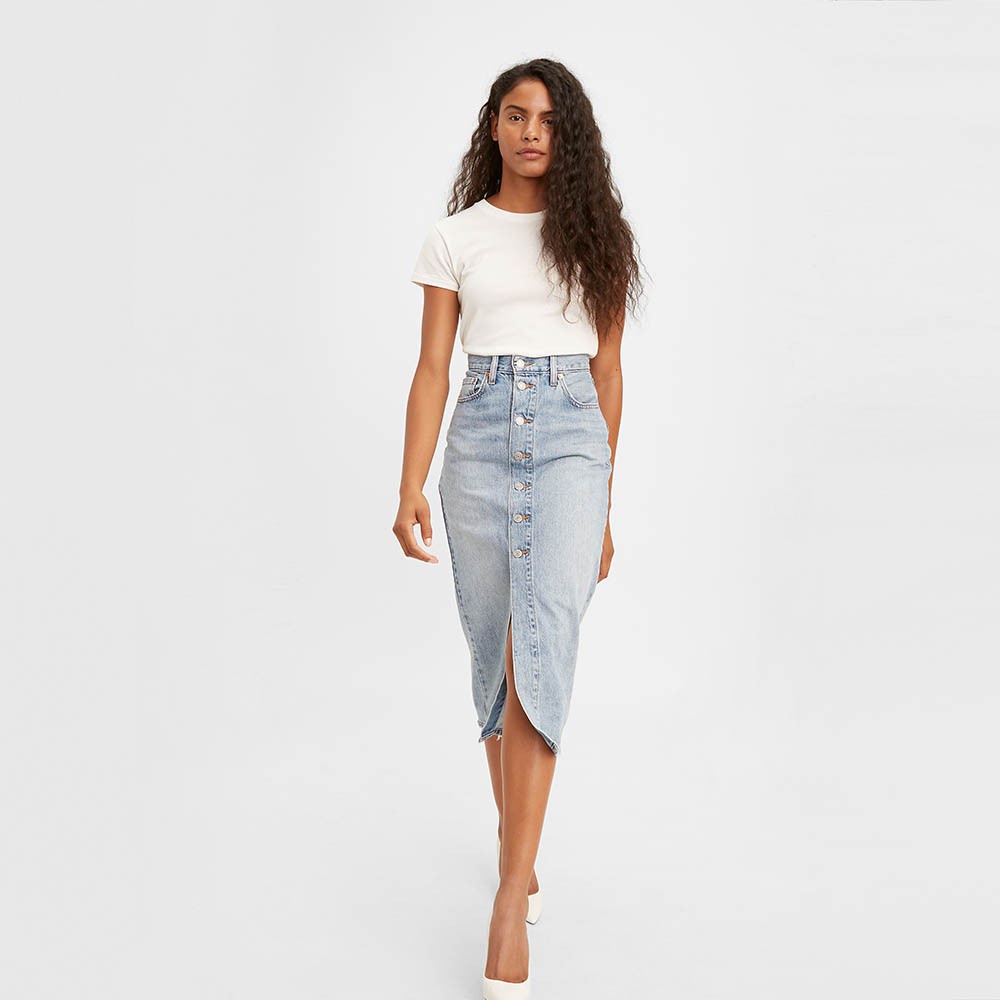 levi's button front skirt