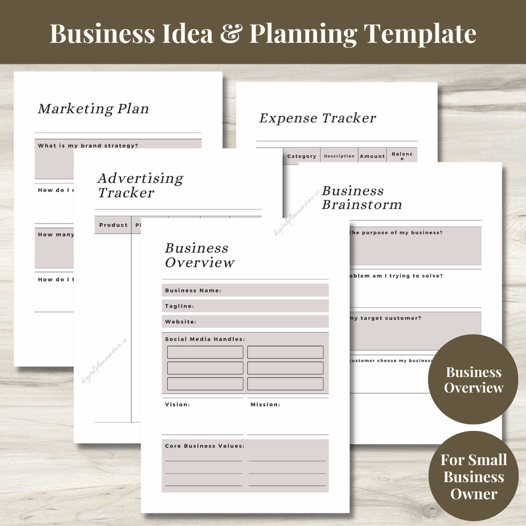 5 Template Digital Business Idea & Planning 2023 Small Business Owner ...