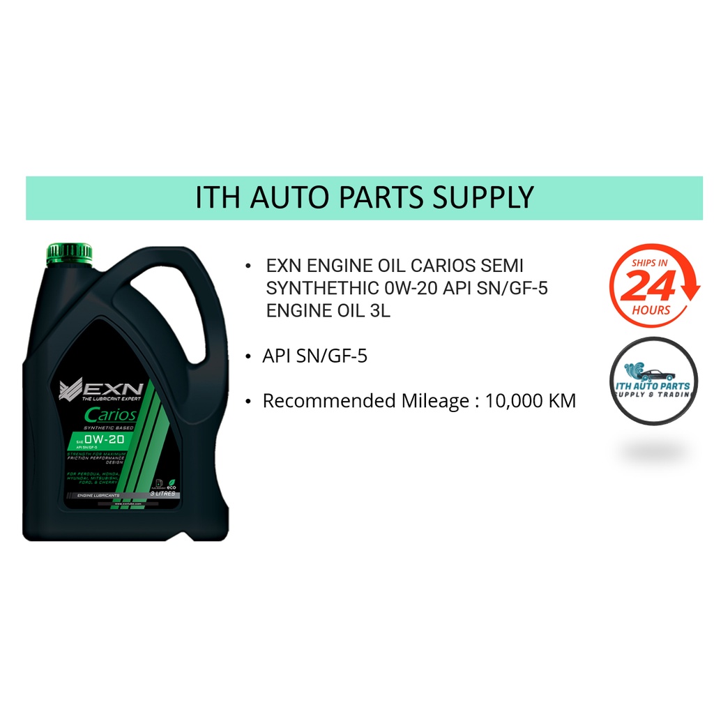 EXN Carios 0W-20 3LITRES Semi Synthetic Engine Oil AXIA BEZZA MYVI SAGA ...