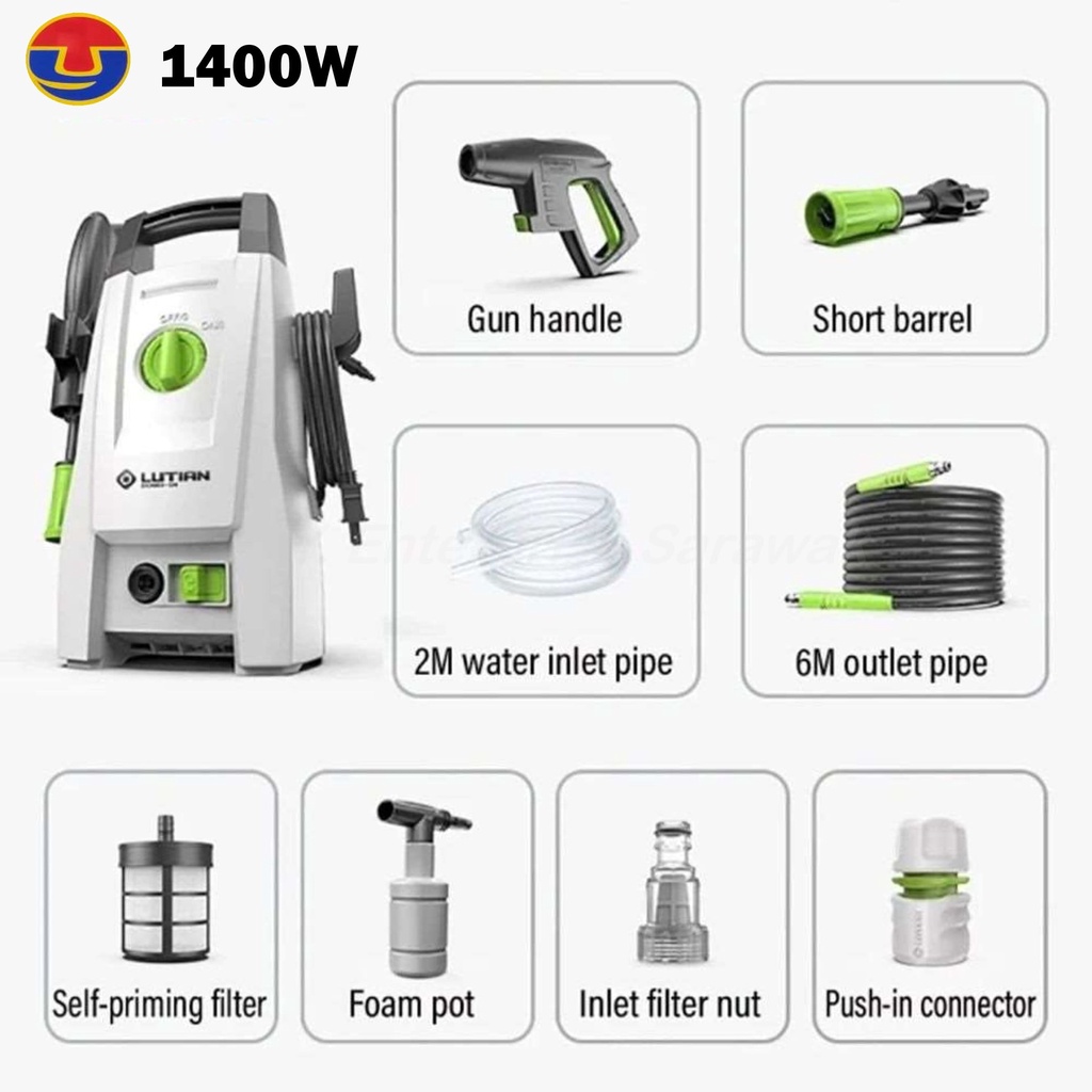 LUTIAN High Pressure Portable Water Jet Wash Machine 220V 1400W Water