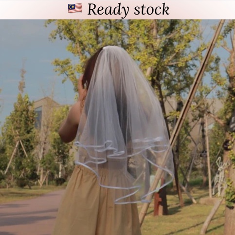 White Bridal Veil Bride To Be Headband Bridal Shower Party Hair Accessory Veil Nikah Wedding Veil Tunang头纱 白色頭紗新娘发夹