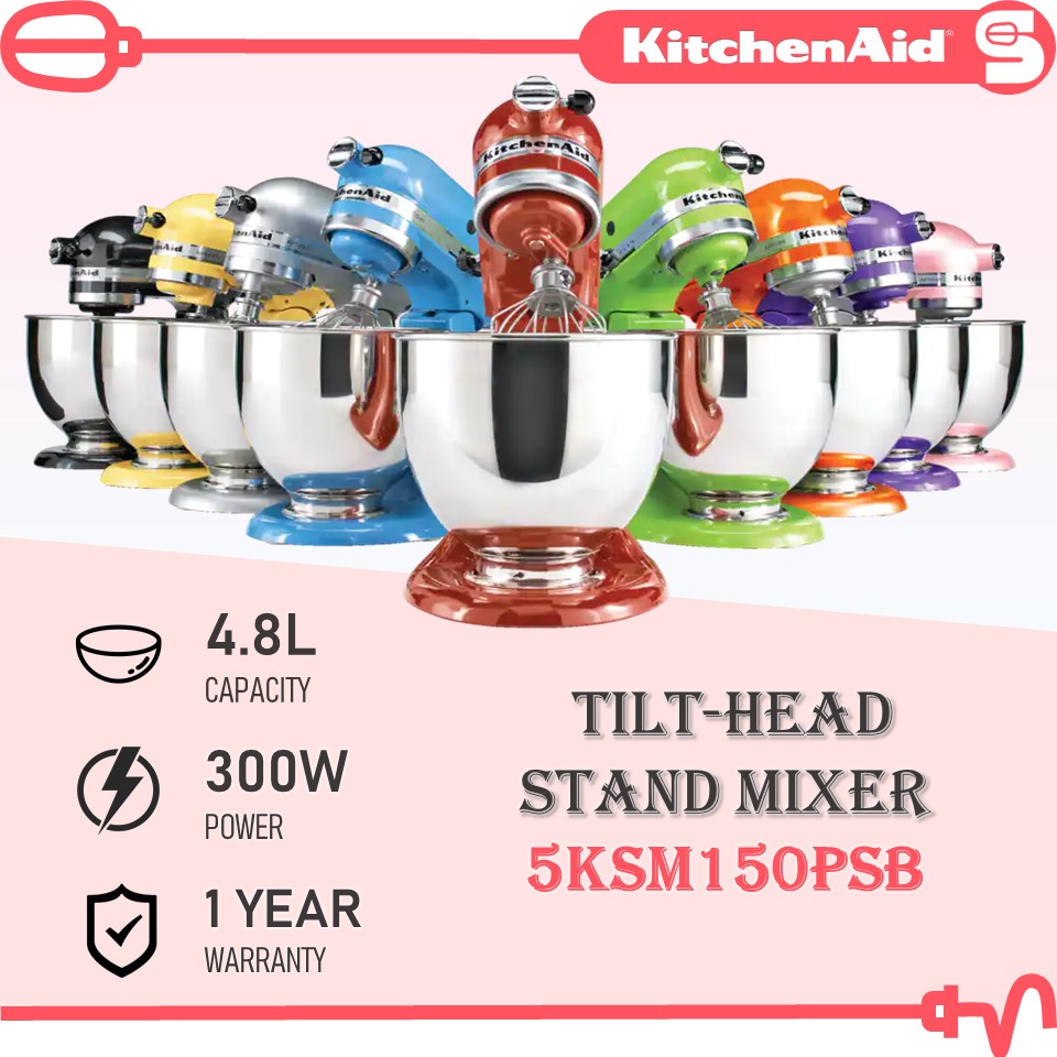 KITCHENAID 5Quart Artisan TiltHead Stand Mixer 5KSM150PSB (4.8L/300W