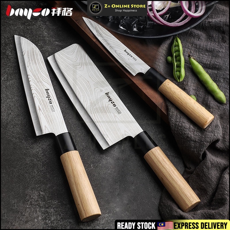 ZPLUS Set of 3 Bayco Kitchen Knife Set Japanese Style Damascus Stainless Steel Knife Combo Slicing Knife Fruit Knife