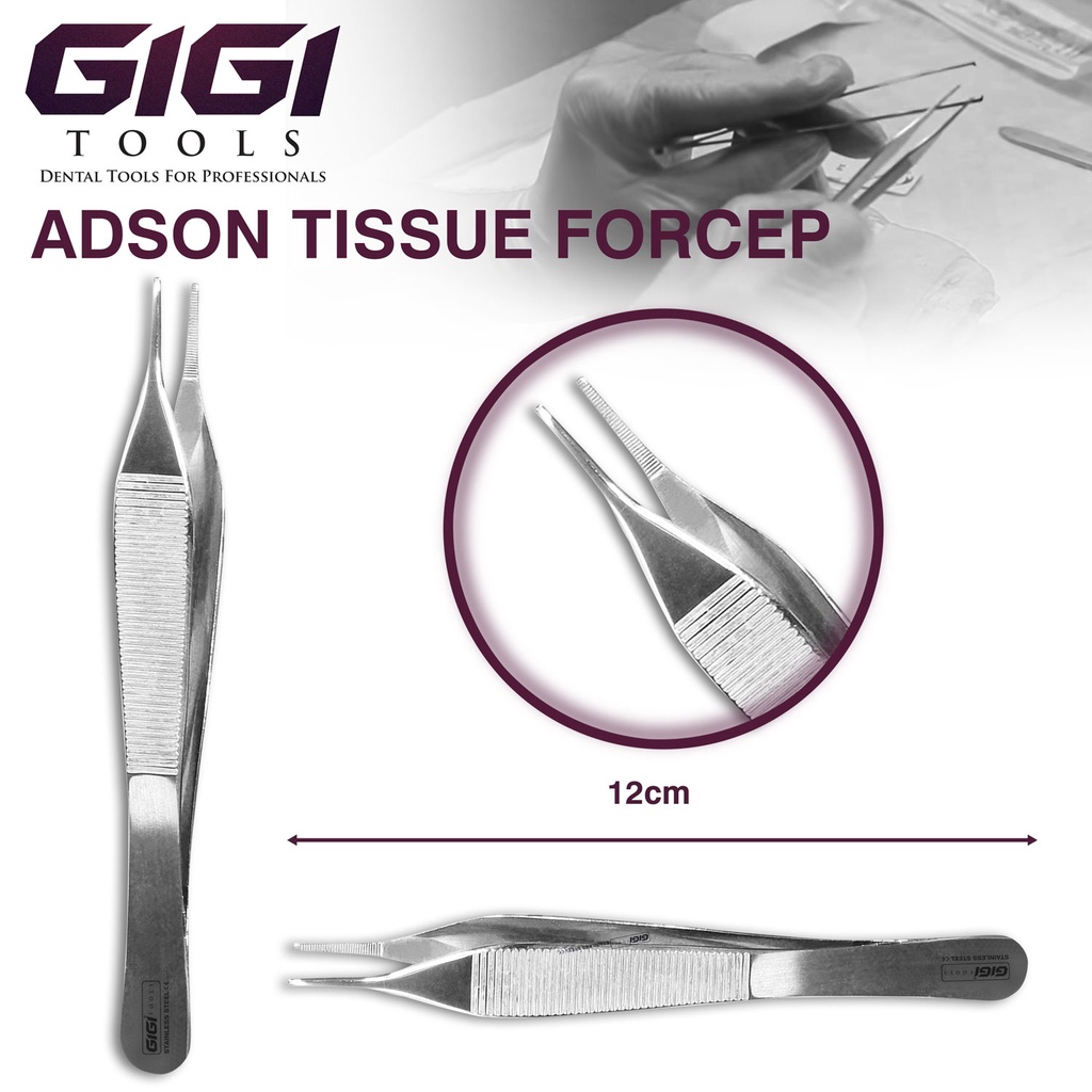 GIGI Tools Adson Tissue Forceps for Dental and Surgical Uses, Stainless ...