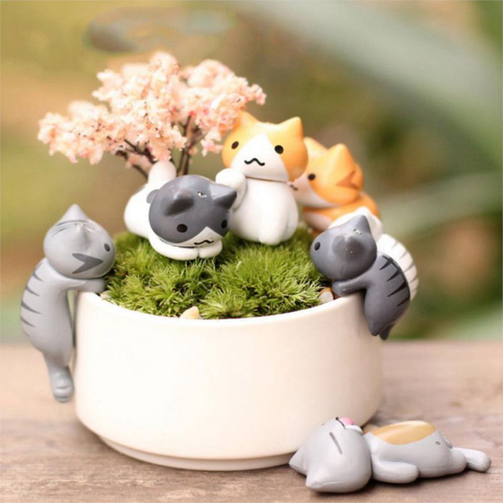 ELEGANT 5pcs Cartoon Cat Micro Landscape Garden Decorations Miniature Craft Decor