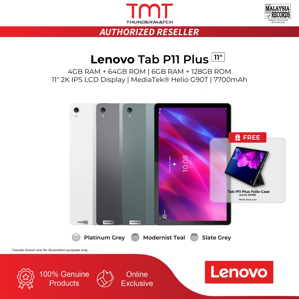 Lenovo Tab P11 Plus TB-J616X Tablet (6GB RAM + 128GB ROM) | Slate Grey ...
