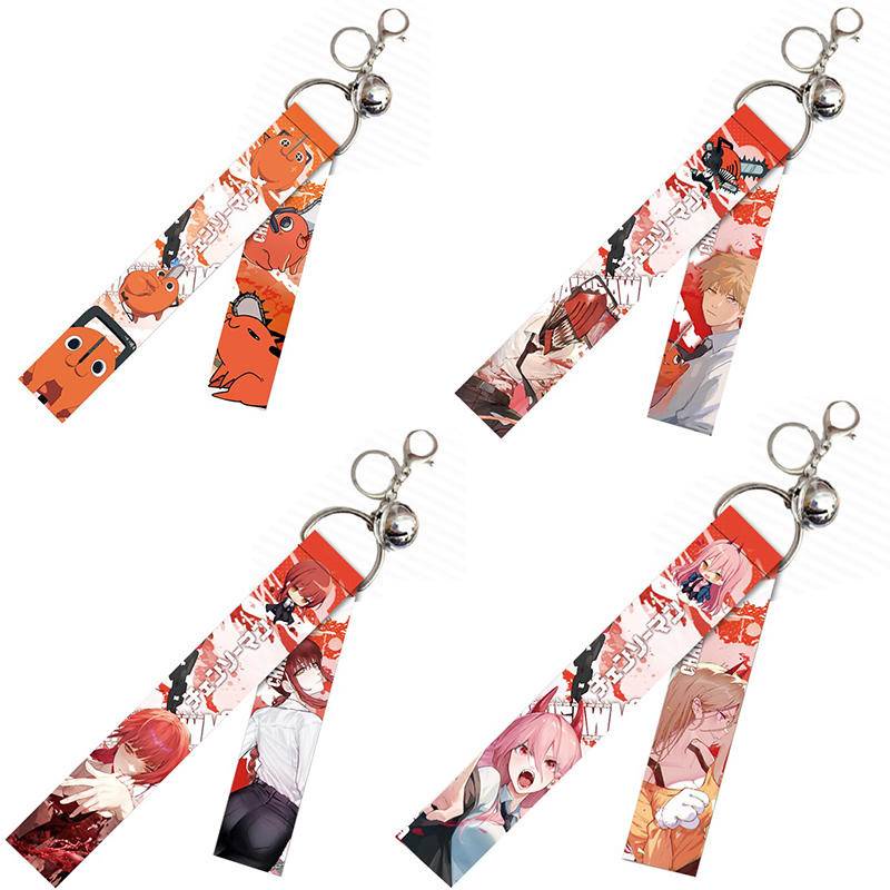 5 styles Anime Chainsaw Man Lanyard Strap Keychain Denji Makima Aki