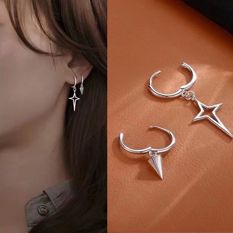 【A pair】Cross Star Asymmetric Earrings Cool earring Conical Geometry Hip hop Ear Stud