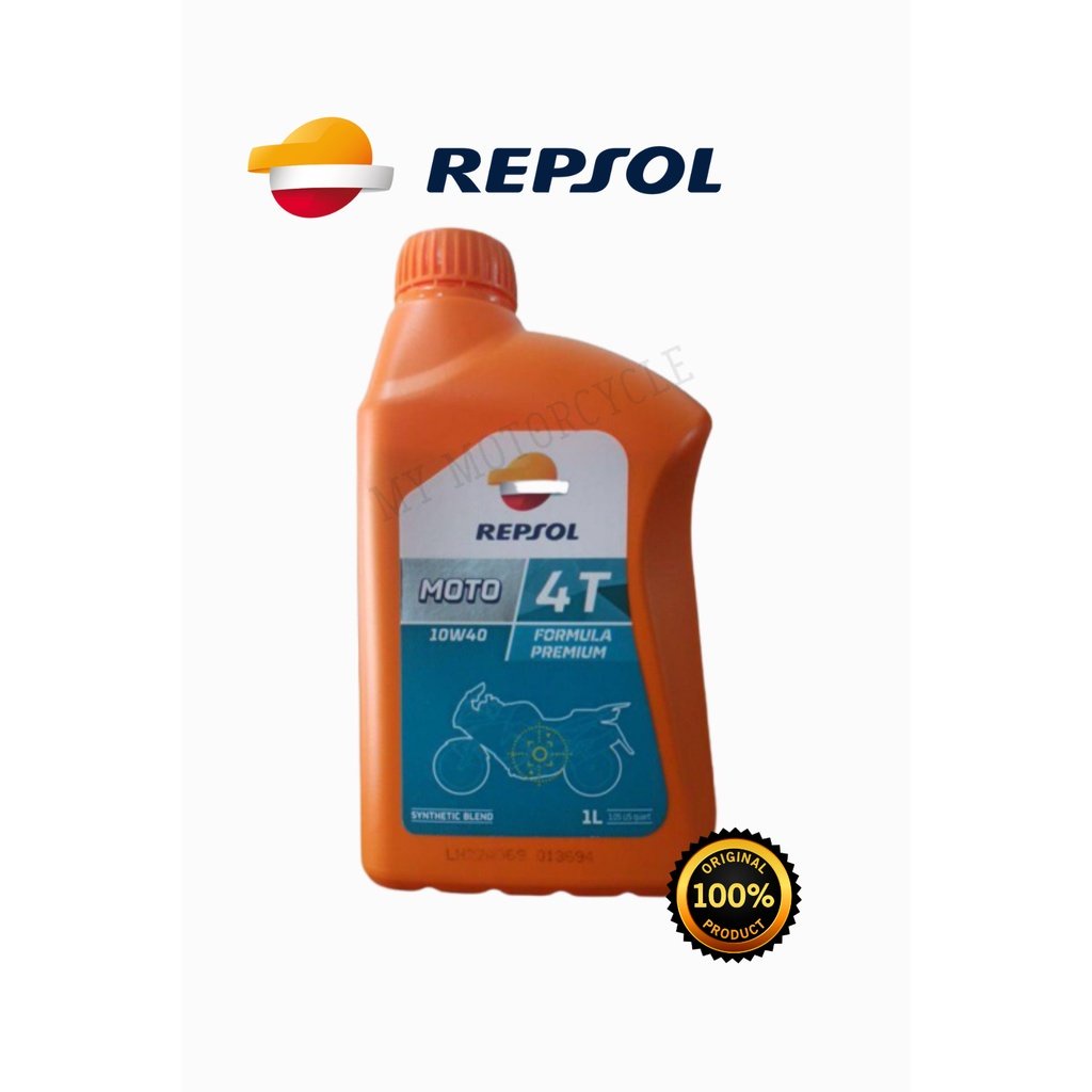 REPSOL 10W40 FORMULA PREMIUM ENGINE OIL 4T 1 LITER MINYAK HITAM