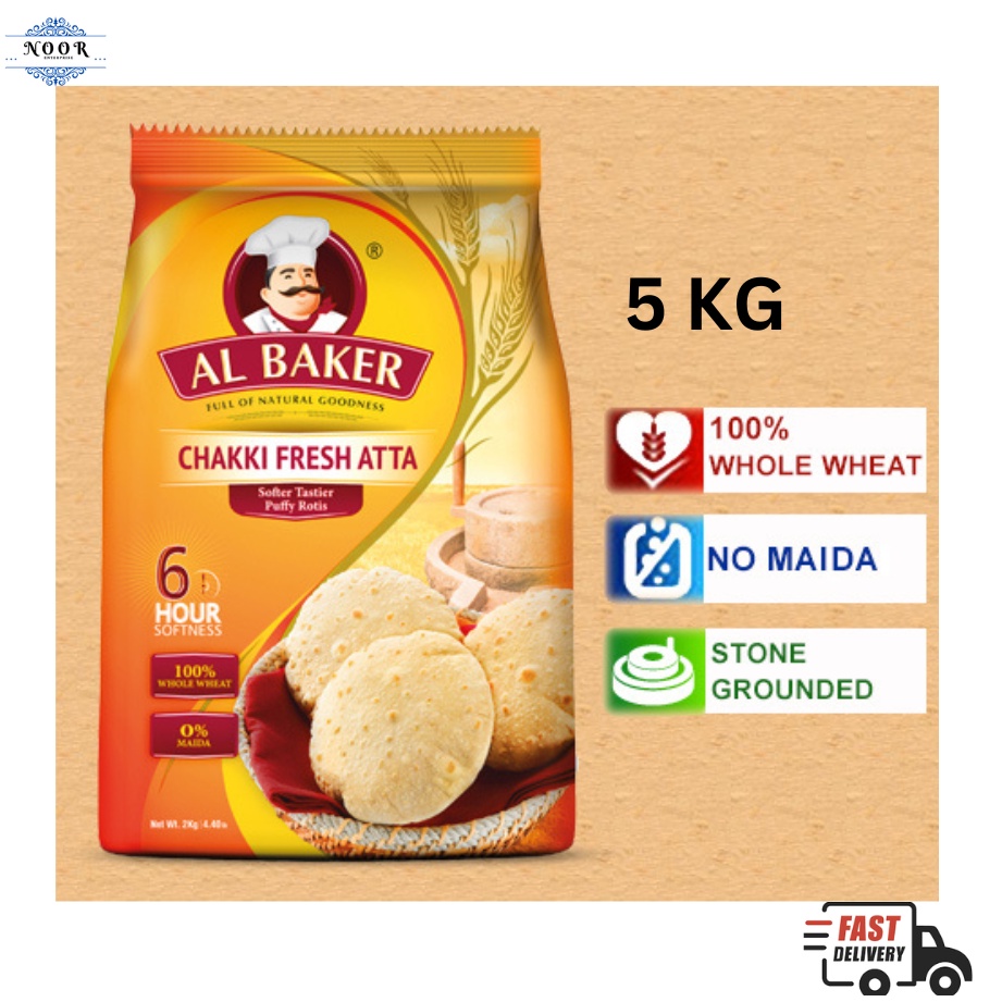 Al Baker /Chakki Atta/Aata Whole Wheat Flour/ Tepung Atta 5 KG